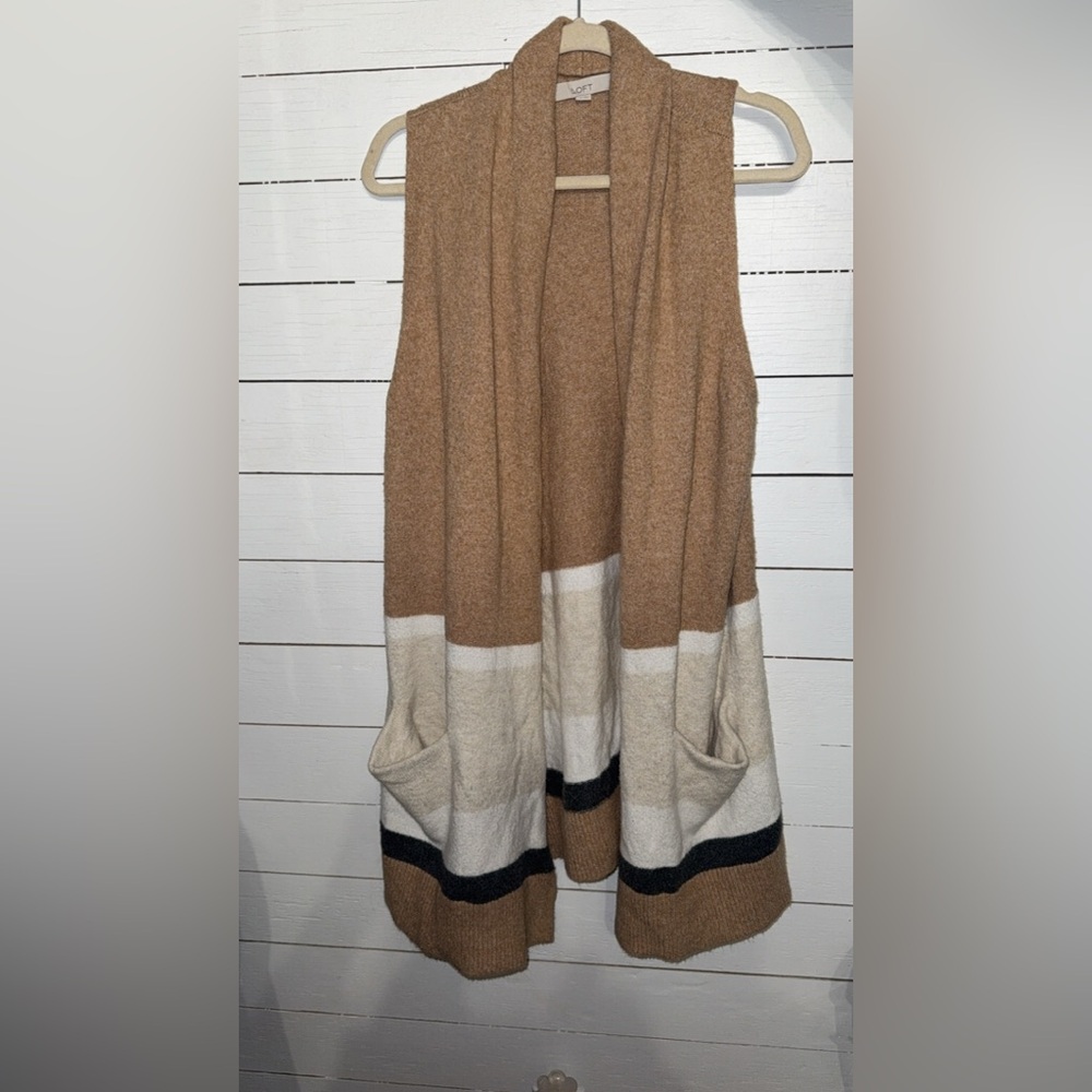 Loft Colorblock Vest Cardigan Size L/XL